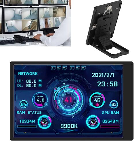 شاشة مراقبة Walfront شاشة عرض صغيرة IPS عرض كامل وحدة المعالجة المركزية وحدة معالجة الرسومات RAM HDD وقت التاريخ شاشة ذكية للكمبيوتر in Saudi Arabia
