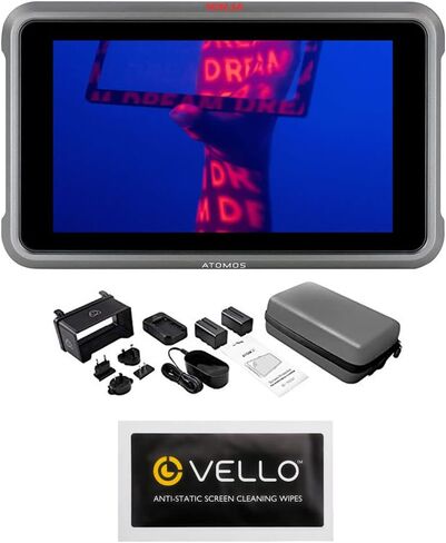 Atomos Ninja V+ 5" 8K HDMI H.265 Raw Recording Monitor Bundle with Accessory Kit for Shinobi SDI and Ninja V Monitors and Anti-Static Screen Cleaning Wipes in Saudi Arabia