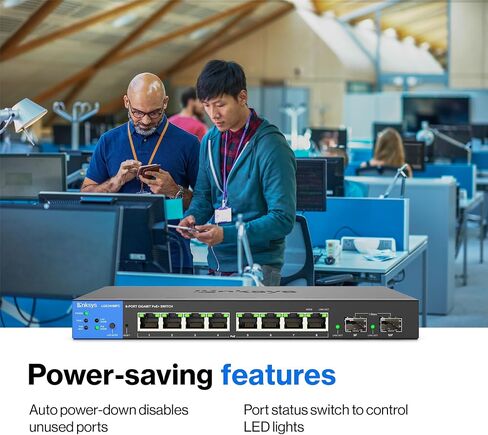 Linksys LGS310MPC 8 Port Gigabit Network PoE+ Switch @ 110W with 2 Uplink Gigabit SFP Slots - Advanced Security, QoS, Static Routing, VLAN, IGMP Features - Metal Housing, Desktop / Wall Mount in Saudi Arabia