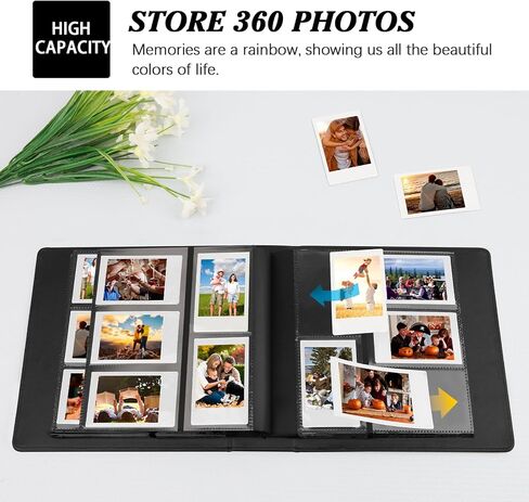 360 Pockets Photo Album for Fujifilm Instax Mini Camera, Polaroid Camera, for Fujifilm Instax Mini 11 12 9 40 Evo Liplay 8 7+ Instant Camera, Photo Album for Polaroid Kodak HP Zink 2x3" Photo(Black) in Kuwait