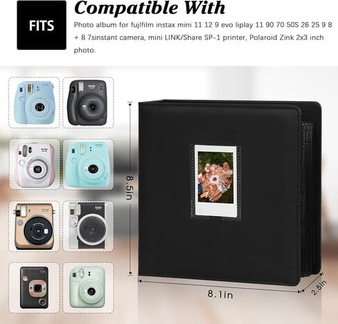 360 Pockets Photo Album for Fujifilm Instax Mini Camera, Polaroid Camera, for Fujifilm Instax Mini 11 12 9 40 Evo Liplay 8 7+ Instant Camera, Photo Album for Polaroid Kodak HP Zink 2x3" Photo(Black) in Kuwait