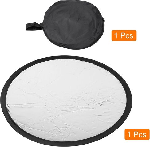 PATIKIL 12" Photography Light Reflector, Nylon Double Sided Diffuser Panel for Studio Photo, Silver/White in Saudi Arabia