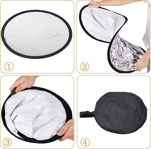 PATIKIL 12" Photography Light Reflector, Nylon Double Sided Diffuser Panel for Studio Photo, Silver/White in Saudi Arabia