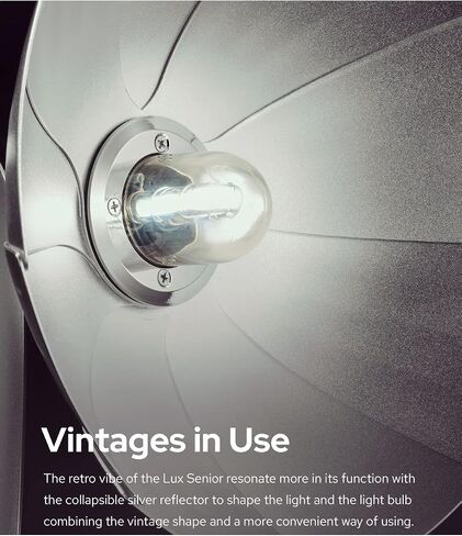 فلاش Godox Lux Senior Retro Flash GN14 6000±200K 1/1-1/64 ضوء فلاش محمول تلقائي/يدوي قابل للتبديل مع بطارية 1700 مللي أمبير عاكس قابل للطي لكاميرات Canon Nikon Sony Fuji Olympus in Saudi Arabia
