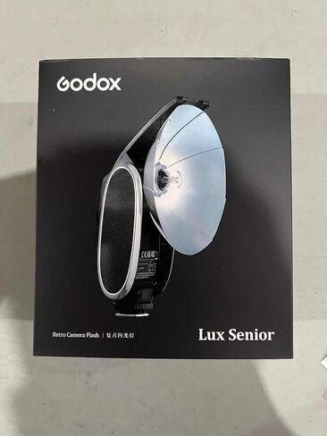فلاش Godox Lux Senior Retro Flash GN14 6000±200K 1/1-1/64 ضوء فلاش محمول تلقائي/يدوي قابل للتبديل مع بطارية 1700 مللي أمبير عاكس قابل للطي لكاميرات Canon Nikon Sony Fuji Olympus in Saudi Arabia