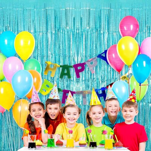 2 Pack Colorful Wavy Foil Fringe Curtain Backdrop, 3.3 X 6.6 Ft Rainbow Wavy Fringe Curtains, Colorful Streamer Shiny Metallic Tinsel Iridescent Streamers for Birthday Party Streamers Photo Booth in Saudi Arabia
