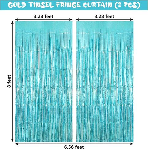 2 Pack Colorful Wavy Foil Fringe Curtain Backdrop, 3.3 X 6.6 Ft Rainbow Wavy Fringe Curtains, Colorful Streamer Shiny Metallic Tinsel Iridescent Streamers for Birthday Party Streamers Photo Booth in Saudi Arabia