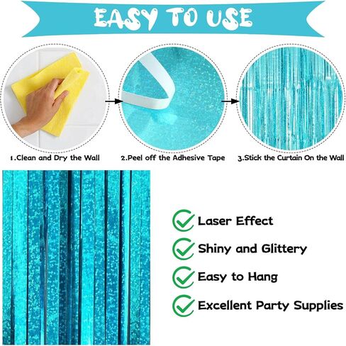 2 Pack Colorful Wavy Foil Fringe Curtain Backdrop, 3.3 X 6.6 Ft Rainbow Wavy Fringe Curtains, Colorful Streamer Shiny Metallic Tinsel Iridescent Streamers for Birthday Party Streamers Photo Booth in Saudi Arabia