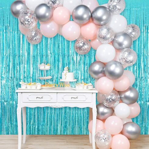 2 Pack Colorful Wavy Foil Fringe Curtain Backdrop, 3.3 X 6.6 Ft Rainbow Wavy Fringe Curtains, Colorful Streamer Shiny Metallic Tinsel Iridescent Streamers for Birthday Party Streamers Photo Booth in Saudi Arabia