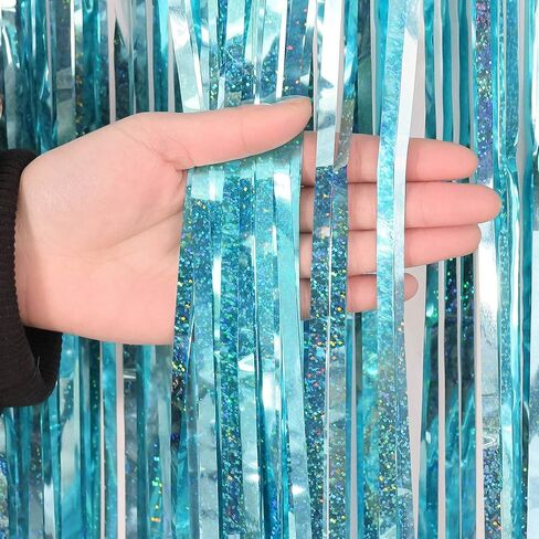 2 Pack Colorful Wavy Foil Fringe Curtain Backdrop, 3.3 X 6.6 Ft Rainbow Wavy Fringe Curtains, Colorful Streamer Shiny Metallic Tinsel Iridescent Streamers for Birthday Party Streamers Photo Booth in Saudi Arabia