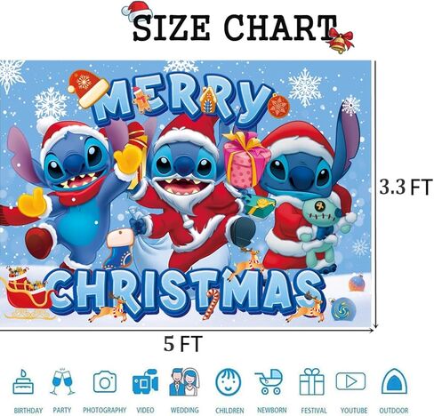 غرزة عيد الميلاد عيد ميلاد خلفية 5x3ft غرزة عيد الميلاد موضوع خلفية راية لاستحمام الطفل عيد الميلاد حفلة خلفية ديكور جدار المنزل in Kuwait