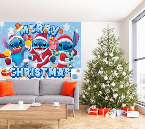 غرزة عيد الميلاد عيد ميلاد خلفية 5x3ft غرزة عيد الميلاد موضوع خلفية راية لاستحمام الطفل عيد الميلاد حفلة خلفية ديكور جدار المنزل in Kuwait