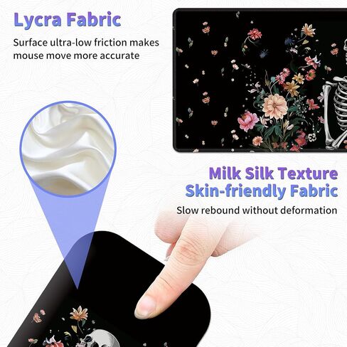 Large Mouse Pad Set, Desk Mat + Elbow Rest Pad + Coaster, Easy Typing Pain Relief, Ergonomic Arm Rest Pad with Memory Foam, Extended Desk Pad Anti-Slip Rubber Base for Office Home, Floral Skull in Saudi Arabia