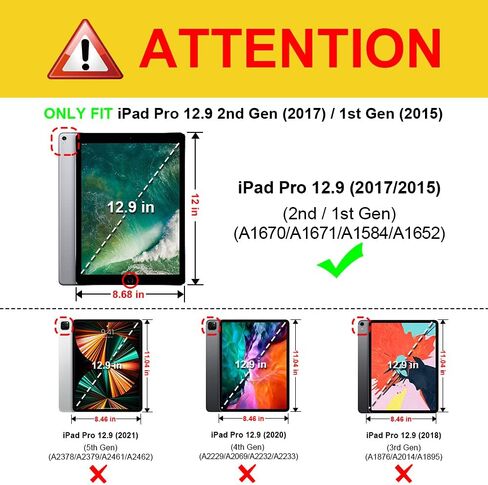 حافظة Fintie دوارة لجهاز iPad Pro مقاس 12.9 بوصة 2017/2015 (الطراز القديم، الجيل الثاني والأول)، غطاء خلفي واقٍ بحامل دوار 360 درجة، يدعم الاستيقاظ/النوم التلقائي، أسود in Saudi Arabia