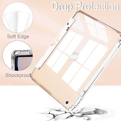 Feams for iPad 9th Generation Case, Trifold iPad 10.2 Case Clear Back Cover with Pencil Holder & Auto Sleep/Wake for iPad 9th/8th/7th Generation 2021/2020/2019, Purple Bouquet in Kuwait