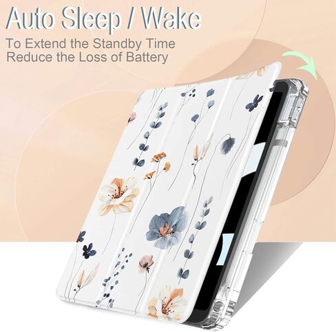 Feams for iPad 9th Generation Case, Trifold iPad 10.2 Case Clear Back Cover with Pencil Holder & Auto Sleep/Wake for iPad 9th/8th/7th Generation 2021/2020/2019, Purple Bouquet in Kuwait