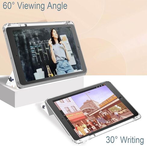 Feams for iPad 9th Generation Case, Trifold iPad 10.2 Case Clear Back Cover with Pencil Holder & Auto Sleep/Wake for iPad 9th/8th/7th Generation 2021/2020/2019, Purple Bouquet in Kuwait