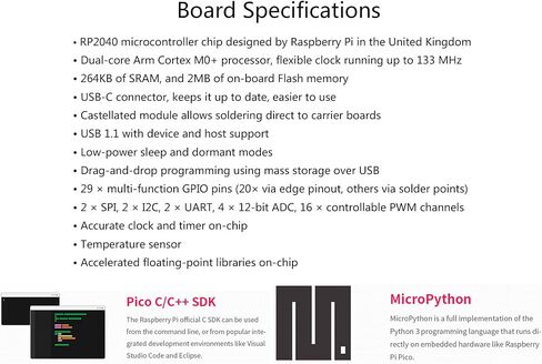 Waveshare RP2040-One، لوحة Flash MCU بسعة 4 ميجابايت، قابس USB-A، لوحة MCU تشبه Pico تعتمد على Raspberry Pi RP2040، معالج Cortex M0+ ثنائي النواة يصل إلى 133 ميجاهرتز، 29 × دبابيس GPIO متعددة الوظائف in Kuwait