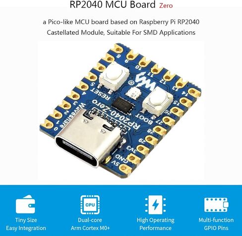 Waveshare RP2040-One، لوحة Flash MCU بسعة 4 ميجابايت، قابس USB-A، لوحة MCU تشبه Pico تعتمد على Raspberry Pi RP2040، معالج Cortex M0+ ثنائي النواة يصل إلى 133 ميجاهرتز، 29 × دبابيس GPIO متعددة الوظائف in Kuwait