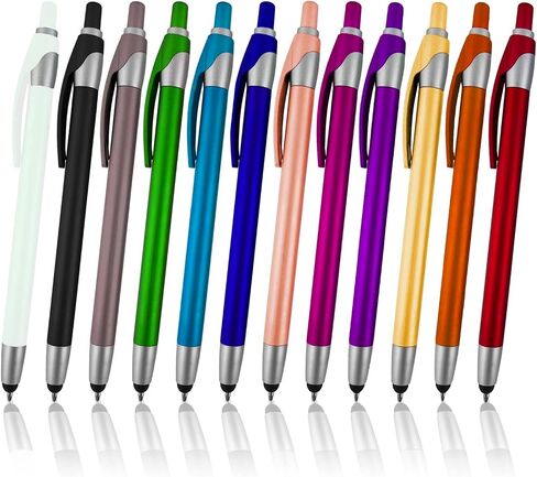 12 Pack Black Stylus with Ball Point Pen for iPad Mini, iPad 2/3, New iPad, iPhone 5 4S 4 3GS, iPod Touch, Motorola Xoom, Xyboard, Droid, Samsung Galaxy Asus (12 Pack Black) in Kuwait