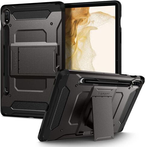 Spigen Tough Armor Pro مصمم لحافظة Galaxy Tab S8 (2022) / حافظة Galaxy Tab S7 (2020) مع حامل قلم S - جونميتال in Saudi Arabia