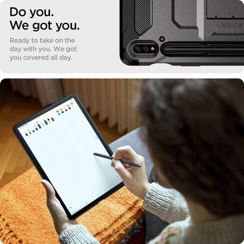 Spigen Tough Armor Pro مصمم لحافظة Galaxy Tab S8 (2022) / حافظة Galaxy Tab S7 (2020) مع حامل قلم S - جونميتال in Saudi Arabia