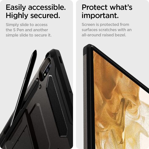 Spigen Tough Armor Pro مصمم لحافظة Galaxy Tab S8 (2022) / حافظة Galaxy Tab S7 (2020) مع حامل قلم S - جونميتال in Saudi Arabia