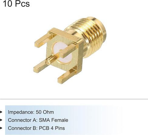 MECCANIXITY 10pcs SMA Female PCB RF Coaxial Adapter 50 Ohm Gold Plated for PCB Antenna, Ground Transmission System in Saudi Arabia