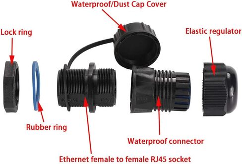 ANMBEST 10 قطعة لوحة تركيب RJ45 موصل مقاوم للماء Cat5/5e/6 إيثرنت LAN كابل مقرنة مع غطاء مقاوم للماء/الغبار للشبكة الخارجية in Saudi Arabia