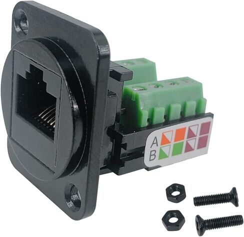 Jienk 5 قطع RJ45 أنثى محول طرفي برغي تثبيت اللوحة، D-Type RJ45 8P8C أنثى إلى 8pin طرفية لوصلة حاجز شبكة Cat5e LAN in Kuwait