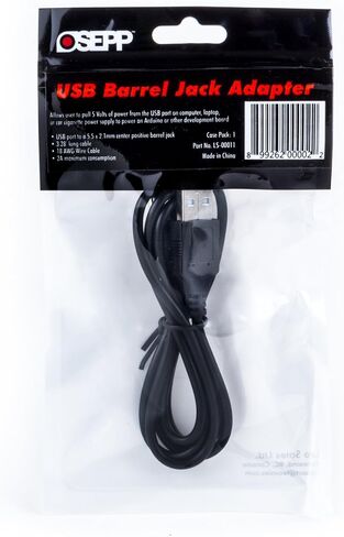 OSEPP | USB Barrel Jack Adapter | Up to 5 Volts of Power Draw | Works with Arduino in Saudi Arabia