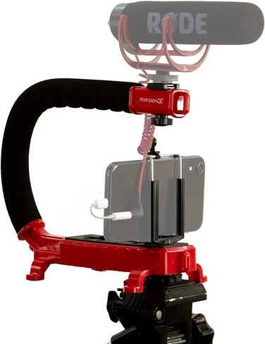 مقبض كاميرا تثبيت كام كادي سكوربيون Jr لكاميرات الحركة DSLR وجو برو - مقبض احترافي محمول على شكل U/C مع حامل حذاء مدمج للميكروفون أو ضوء فيديو LED - مدمجة in Kuwait