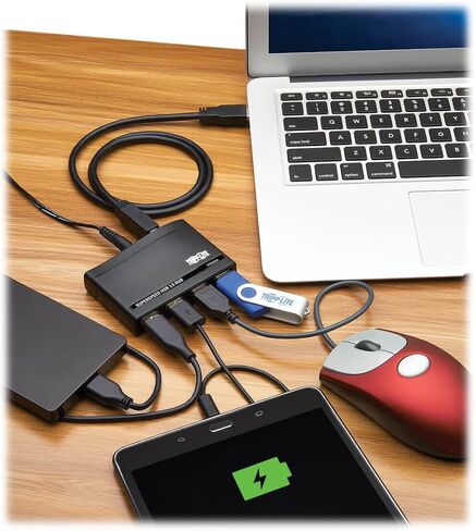 Tripp Lite 7-Port USB-A Mini Hub - USB 3.2 Gen 1، ما يصل إلى 5 جيجابت في الثانية، التوصيل والتشغيل لا حاجة إلى برامج، محولات التوصيل الدولية للمملكة المتحدة والاتحاد الأوروبي وأستراليا - ضمان لمدة عام (U360-) 007-INT) in Saudi Arabia