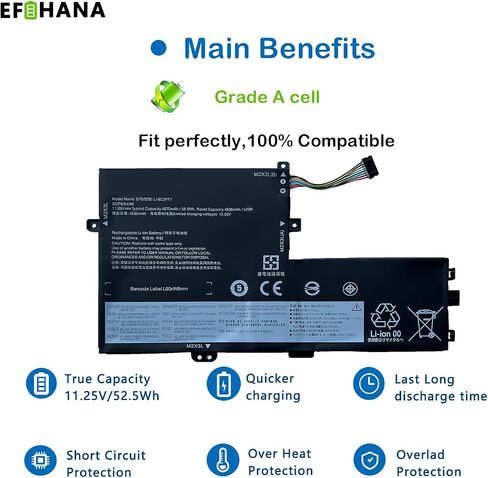 L18C3PF7 استبدال بطارية الكمبيوتر المحمول لينوفو IdeaPad S340-14API S340-14IIL S340-14IML S340-14IWL S340-15API S340-15API Series L18L3PF2 L18M3PF7 L18M3PF6 L18C3PF6 11.25V 52.5Wh 4670 ماه in Saudi Arabia