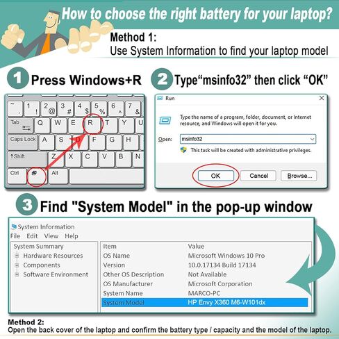 BOWEIRUI RR03XL 851610-850 HSTNN-UB7C Laptop Battery Replacement for HP ProBook 470 G5 450 G5 430 G4 440 450 455 470 G4 G5 MT20 Series RR03048XL 851477-541 851477-421 851610-855 (11.4V 48Wh) in Kuwait