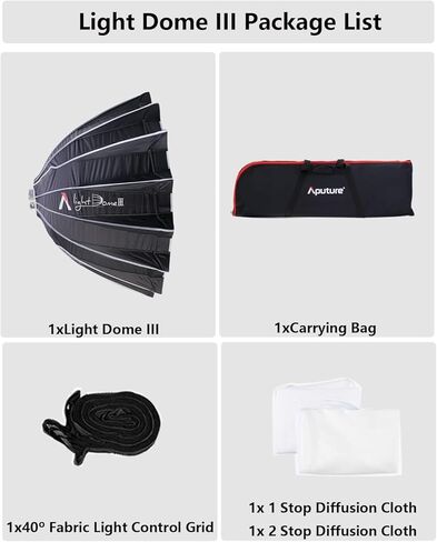 المخزون الأمريكي Aputure Light Dome III (35 بوصة) صندوق تثبيت Bowens Softbox، صندوق ناعم دائري مدمج سريع الطي لسلسلة Amaran 150c و300c وLight Storm... in Kuwait