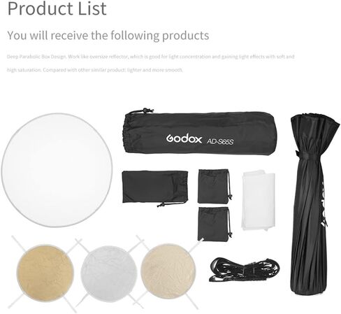 Godox AD-S85S Softbox 33in 85cm Portable Quickly Fast Installation Parabolic Softbox with Honeycomb Grid Compatible for AD300Pro AD400Pro in Saudi Arabia