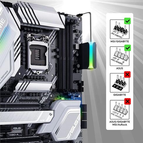 EZDIY-FAB ATX 24-pin 90 Degree Power Connector Adapter 5V 3 Pin ARGB Rainbow Female to Male Power Adapter for Computer Motherboard ATX Power Supply- White-1 Pack in Saudi Arabia