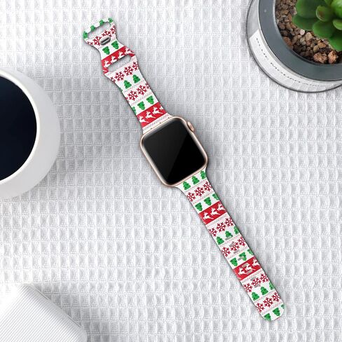 Acrbiutu Bands Compatible with Apple Watch 38mm 40mm 41mm 42mm 44mm 45mm, Replacement Silicone Pattern Printed Sport Strap for iWatch Series 8/7/6/5/4/3/2/1 SE Women Men, Christmas in Kuwait