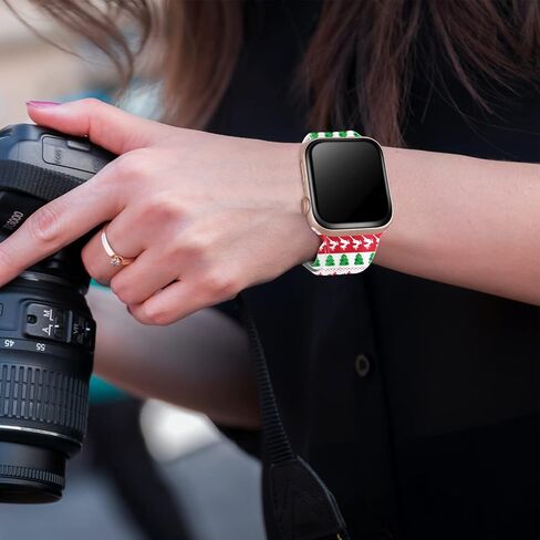 Acrbiutu Bands Compatible with Apple Watch 38mm 40mm 41mm 42mm 44mm 45mm, Replacement Silicone Pattern Printed Sport Strap for iWatch Series 8/7/6/5/4/3/2/1 SE Women Men, Christmas in Kuwait