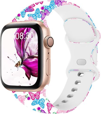 Acrbiutu Bands Compatible with Apple Watch 38mm 40mm 41mm 42mm 44mm 45mm, Replacement Silicone Pattern Printed Sport Strap for iWatch Series 8/7/6/5/4/3/2/1 SE Women Men, Christmas in Kuwait