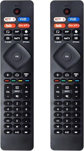 2 Pack NH800UP RF402A-V14 IR Remote Control Replacement for Philips Android 4K Ultra HD Smart LED TV (No Voice) 43PFL5766/F7 50PFL5704/F7 55PFL5604/F7 55PFL5704/F7 65PFL5504/F7 65PFL5704/F7 75PFL5704 in Kuwait