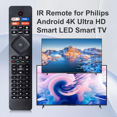 2 Pack NH800UP RF402A-V14 IR Remote Control Replacement for Philips Android 4K Ultra HD Smart LED TV (No Voice) 43PFL5766/F7 50PFL5704/F7 55PFL5604/F7 55PFL5704/F7 65PFL5504/F7 65PFL5704/F7 75PFL5704 in Kuwait