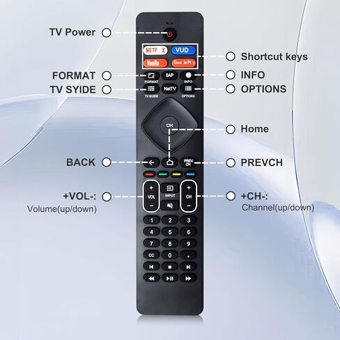 2 Pack NH800UP RF402A-V14 IR Remote Control Replacement for Philips Android 4K Ultra HD Smart LED TV (No Voice) 43PFL5766/F7 50PFL5704/F7 55PFL5604/F7 55PFL5704/F7 65PFL5504/F7 65PFL5704/F7 75PFL5704 in Kuwait