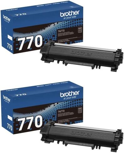 خرطوشة حبر سوداء أصلية من Brother TN770 مكونة من عبوتين فائقة الإنتاجية مع ما يقرب من 4500 صفحة/خرطوشة in Kuwait