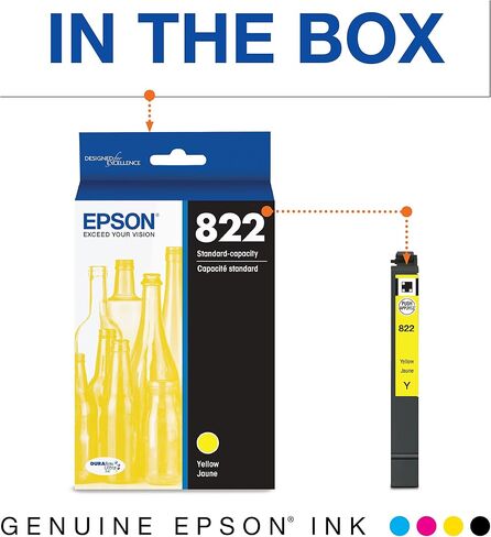EPSON 822 DURABrite Ultra Ink High Capacity Magenta Cartridge (T822XL320-S) Works with WorkForce Pro WF-3820, WF-3823, WF-4820, WF-4830, WF-4833, WF-4834 in Kuwait