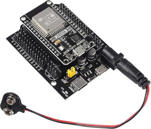 ESP32-WROOM-32 ESP32 ESP-32S لوحة تطوير 30Pins CP2102 2.4 جيجا هرتز WiFi Bluetooth ثنائي النواة لـ Arduino DOIT، مع لوحة توسيع USB GPIO من النوع C + كابل طاقة بطارية 9 فولت + سلك توصيل in Kuwait