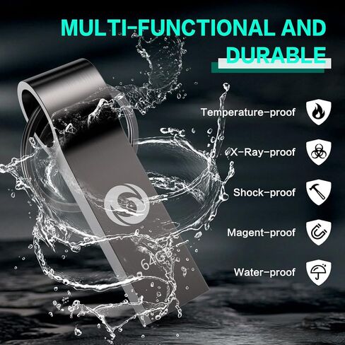ذاكرة فلاش USB سعة 64GB، ذاكرة USB 3.0 محمولة عالية السرعة، مقاومة للماء، ذاكرة تخزين كبيرة للبيانات، تأتي مع سلسلة مفاتيح للكمبيوتر/اللاب توب in Kuwait