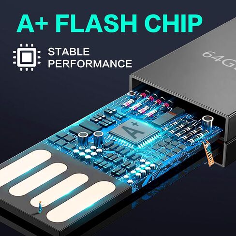 ذاكرة فلاش USB سعة 64GB، ذاكرة USB 3.0 محمولة عالية السرعة، مقاومة للماء، ذاكرة تخزين كبيرة للبيانات، تأتي مع سلسلة مفاتيح للكمبيوتر/اللاب توب in Kuwait