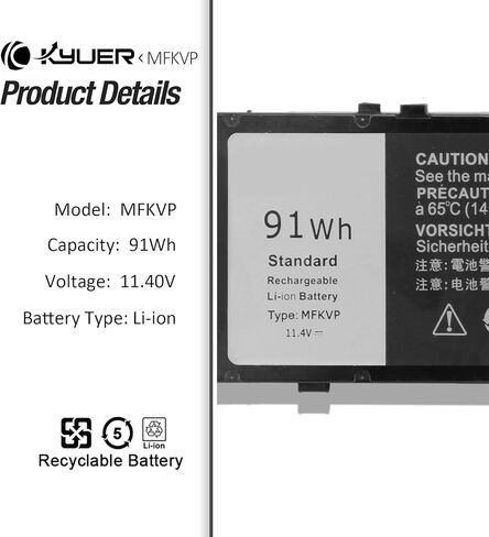 EBKK 91Wh MFKVP بطارية لديل الدقة 15 7510 7520 M7510 17 7710 7720 M7710 سلسلة 451-BBSF 451-BBSB TWCPG T05W1 GR5D3 0FNY7 1G9VM M28DH in Kuwait